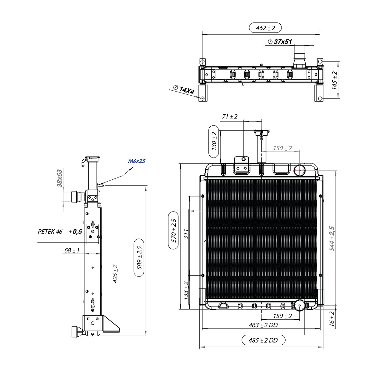 Radiator racire apa cu 3 randuri de celule pentru Case IH seria 85, 95 cod OEM 150-271, 1536373C1 Breckner Germany